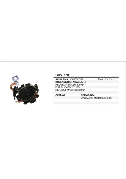 Fırça Taşıyıcı Master Ducato Boxer D7G Bhv 770 504626924