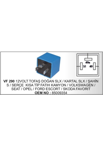 Flasor 12V Kisa Fatih Vw Seat Opel Escort 504629419