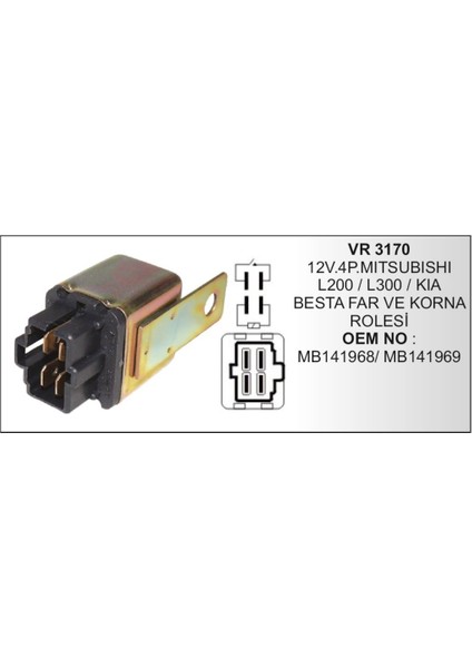 Role 12V 4p Mitsubishi Kia 504627223