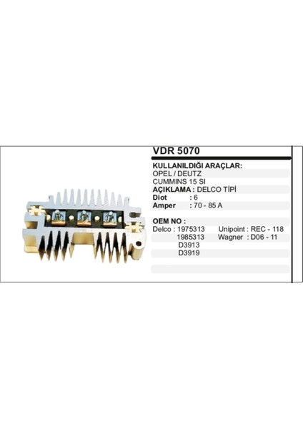 Diot Tablasi Opel Deutz Cumins 35 Amp 15SI 504628641