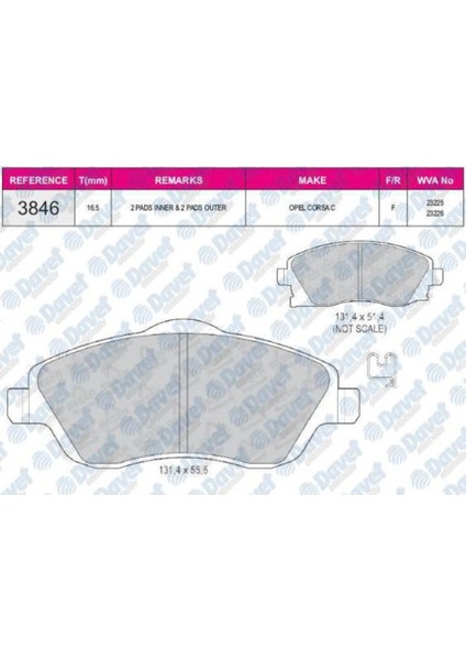 Fren Balatası Ön Vwa 23225 Corsa 1.3 Cdti 504613992