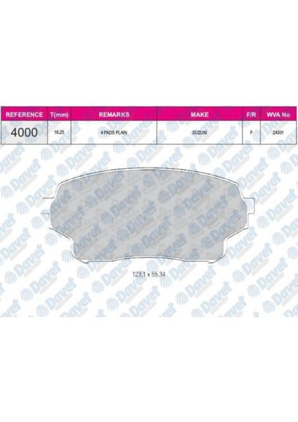 Fren Balatası Ön WVA24301 Grand Vitara 05-07 504613988
