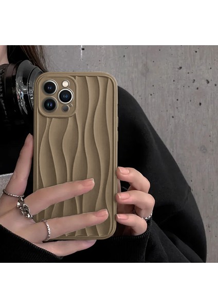 Apple iPhone 13 Pro Uyumlu Kılıf Zebana Line Art Silikon Kılıf Kahverengi