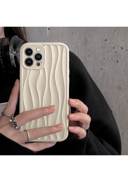 Apple iPhone 12 Pro Uyumlu Kılıf Zebana Line Art Silikon Kılıf Bej
