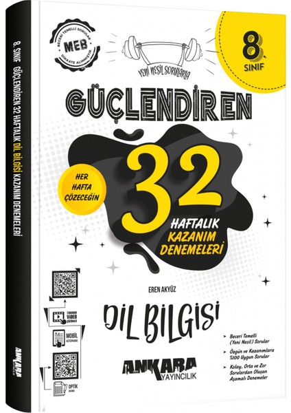 Ankara 8. Sınıf Güçlendiren 32 Haftalık Dil Bilgisi Kazanım Denemeleri Ankara Yayıncılık