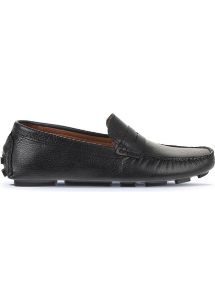 Siyah Flotter Deri Erkek Loafer 21MA02