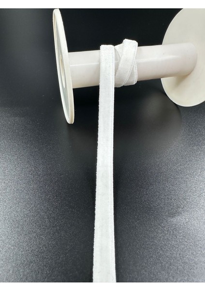 1 cm Likralı Kadife (Esnek) -5 Metre-Beyaz