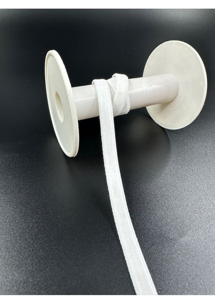 1 cm Likralı Kadife (Esnek) -5 Metre-Beyaz