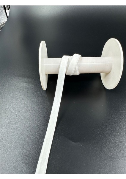 1 cm Likralı Kadife (Esnek) -5 Metre-Beyaz