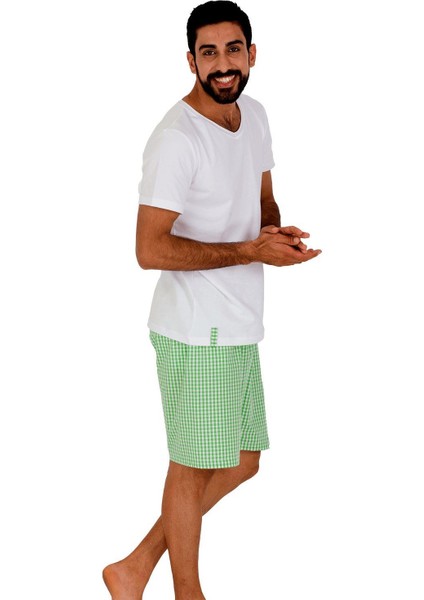 Aile Erkek Poplin Şort-Penye Tişört Takımı Desen 4