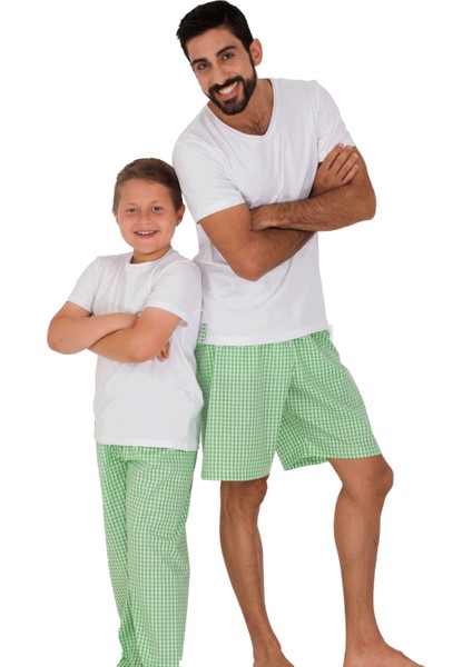 Aile Erkek Poplin Şort-Penye Tişört Takımı Desen 4