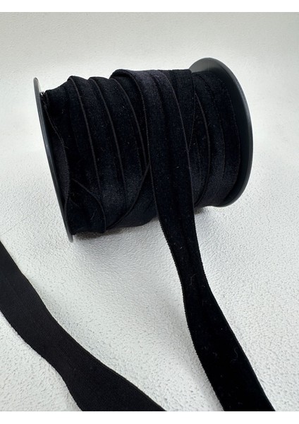 1.5 cm Katlanır Kadife-5 Metre-Siyah