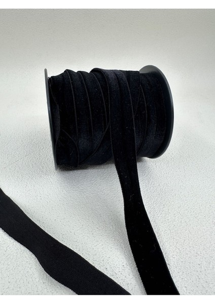 1.5 cm Katlanır Kadife-5 Metre-Siyah