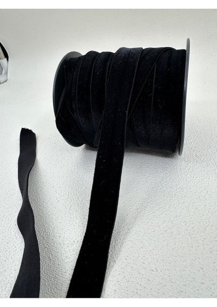 1.5 cm Katlanır Kadife-5 Metre-Siyah