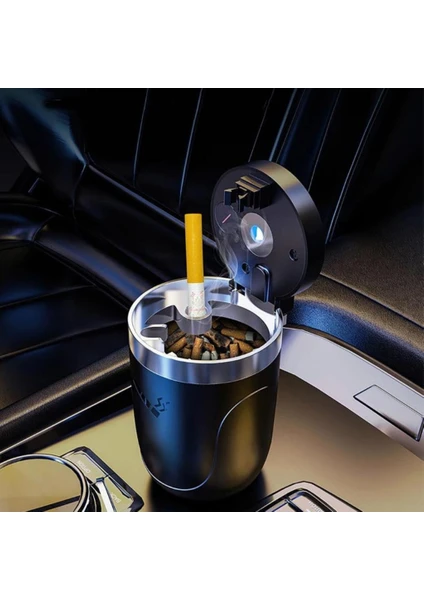 Premium Car Ashtray LED Işıklı Taşınabilir Kapaklı Araba Küllük Kül Tablası Yıkanabilir Küllük