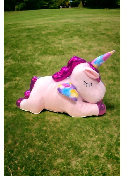 Zolo Kids Unicorn Tek Boynuzlı At Ponny Uykucu Dolum Oyuncak 80CM Orta Boy Bebek Uyku ve Oyun Arkadaşı