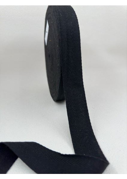 3 cm balıksırtı şerit-5 metre-siyah-pamuk