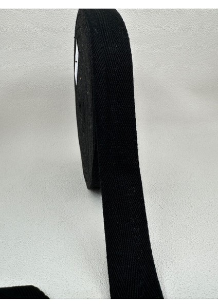 3 cm balıksırtı şerit-5 metre-siyah-pamuk