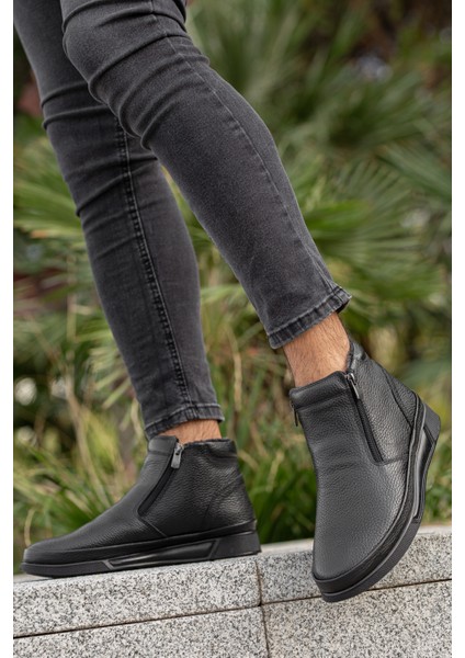 Garantili D472 Su ve Soğuk Geçirmez Kürklü Ortopedik Deri Erkek Bot modelleri