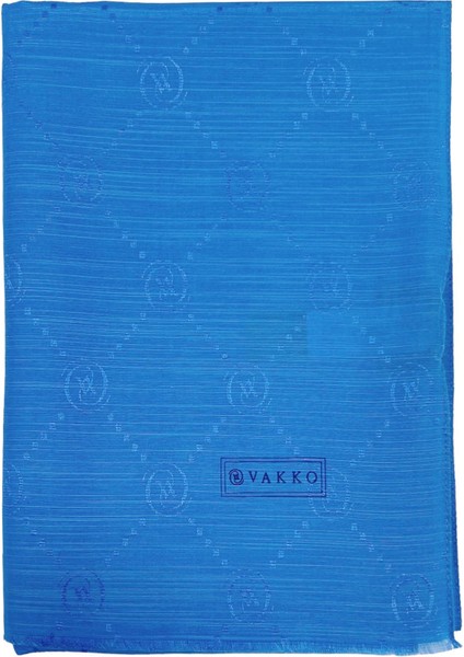 Pamuk Ipek Şal - Monogram - Royal Mavi