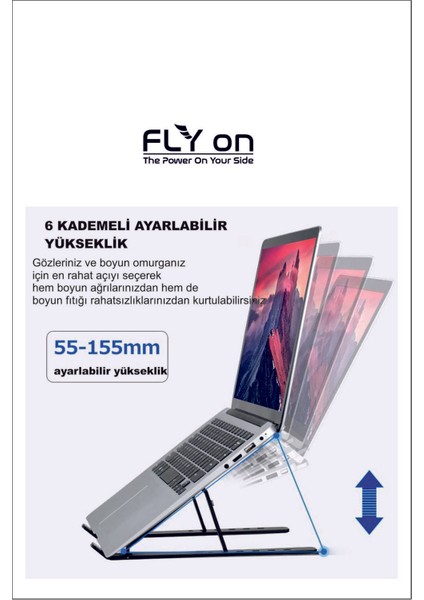 Katlanabilir Alüminyum Dizüstü Leptop ve Tablet Tutucu Stand Yükseklik