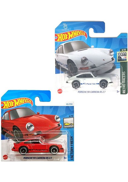 2 Araç Set Porsche 911 Carrera Rs 2.7 Kırmızı & Beyaz (1/64)