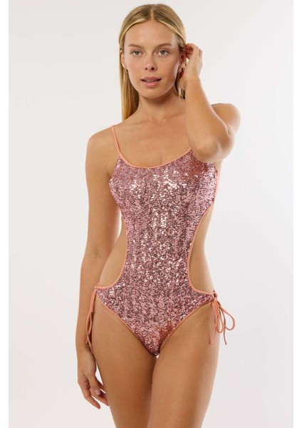 4318 Bronz Pul Payetli Mayokini