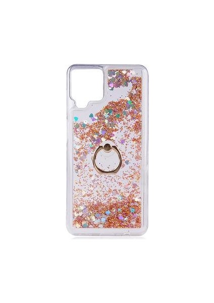 Samsung Galaxy M22 Kılıf Sulu Simli Akışkan Silikon