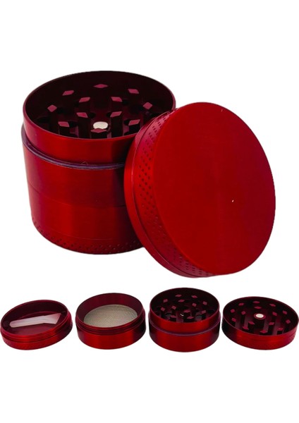 4 Katlı Kırmızı Grinder Baharat Öğütücü Parçalayıcı 50MM