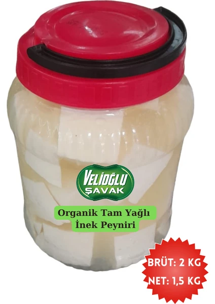 Velioğlu Şavak Tam Yağlı Organik Salamura Inek Peyniri (Brüt:2 kg Net:1,5 Kg)