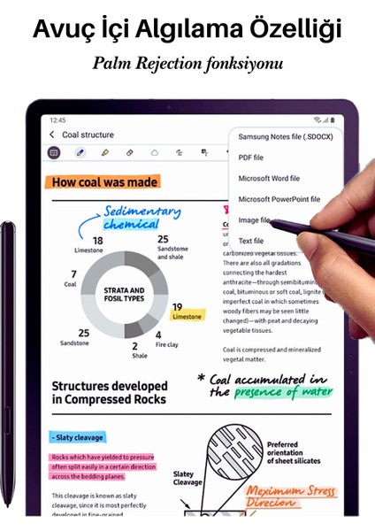 Galaxy Tab S6 Lite P610 Uyumlu Avuç Içi Algılamayan Dokunmatik Stylus Kalem fiyatları