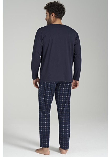 Erkek Uzun Kol Lacivert %100 Pamuk Pijama Takımı C9T8N6O1 modelleri