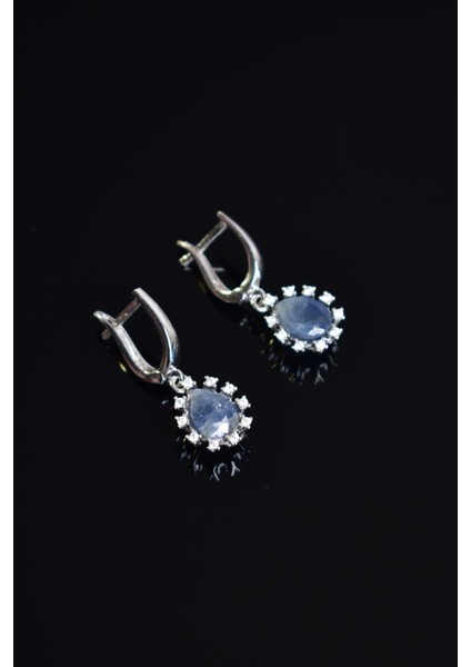 Safir Doğal Taş 925 Ayar Gümüş Küpe fiyatları