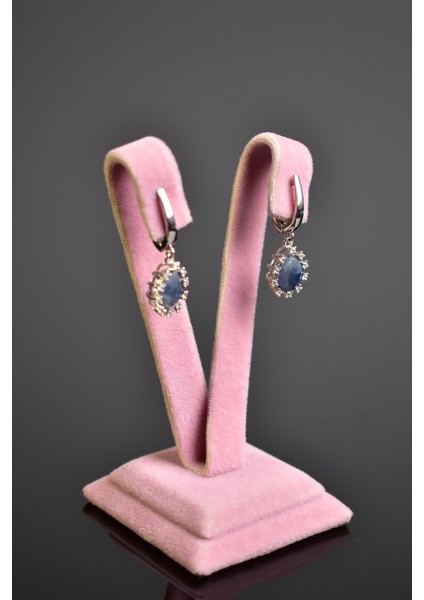 Safir Doğal Taş 925 Ayar Gümüş Küpe indirimleri