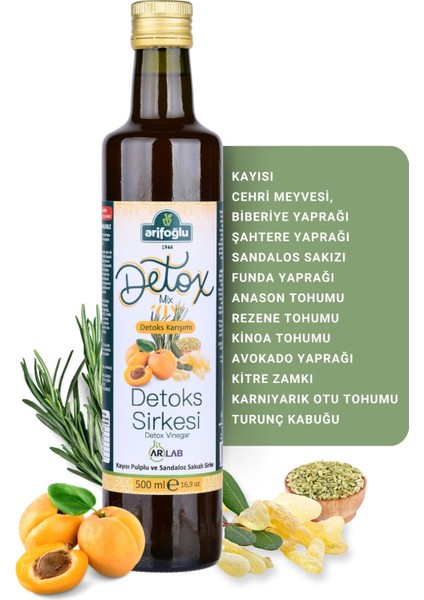 Detoks Sirkesi Kayısı Pulplu ve Sandaloz Sakızlı Sirke 500ML Içilebilir. Detox Vinegar