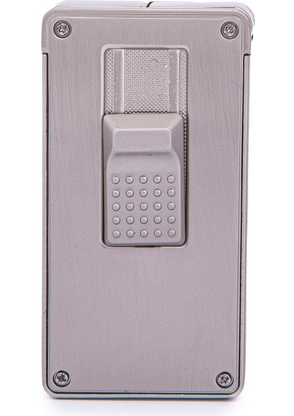 Çift Torch Pürmüz Fırçalı Gümüş Metal Puro Çakmağı