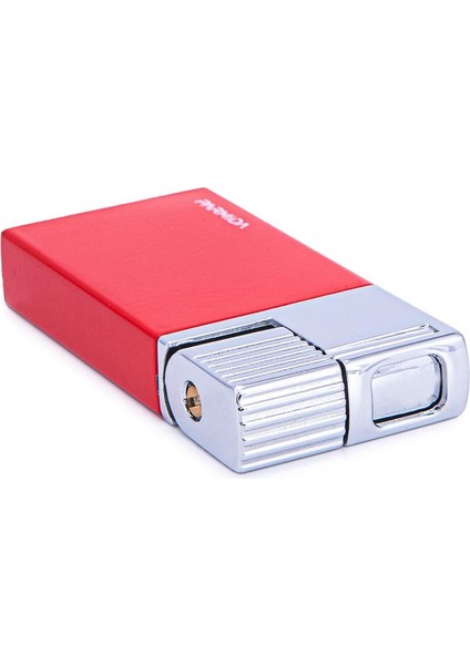 Tek Torch Pürmüz Kırmızı-Gümüş Metal Puro Çakmağı
