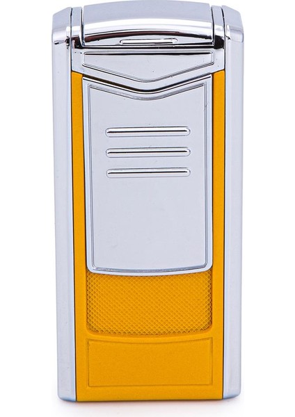 3 Torch Pürmüz Sarı-Gümüş Metal Puro Çakmağı