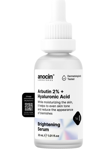 Anocin Arbutin %2+ Hyaluronic Acid Leke Karşıtı, Aydınlatıcı, Cilt Ton Eşitleyici, Nemlendirici Serum No:1