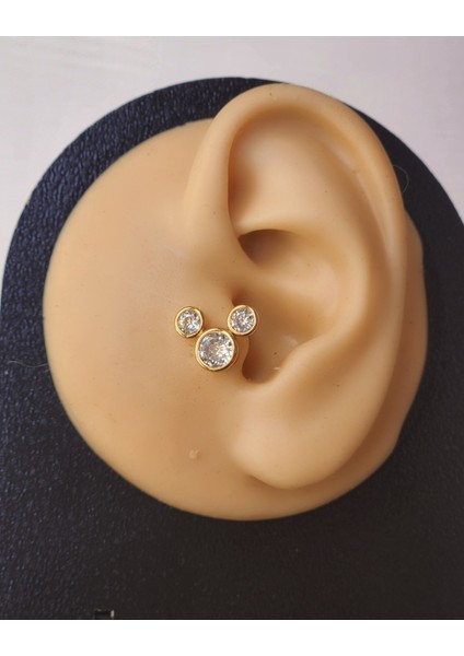 Mickey Mouse Gold Modeltragus Helix Piercing Ear Cuff Kıkırdak Çelik Küpe