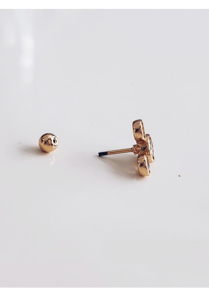 Mickey Mouse Gold Modeltragus Helix Piercing Ear Cuff Kıkırdak Çelik Küpe