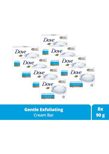 Beauty Cream Bar Katı Güzellik Sabunu Gentle Exfoliating Nemlendirici Etkili 90 G X8 Adet