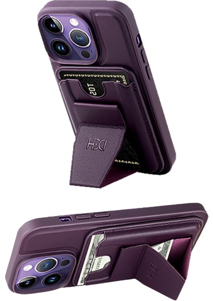 iPhone 14 Pro Kılıf Hd Deri Luxury Fuchsia Magnet Kartvizitli Kapak modelleri