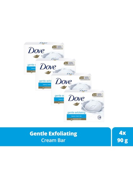 Beauty Cream Bar Katı Güzellik Sabunu Gentle Exfoliating Nemlendirici Etkili 90 G X4 Adet