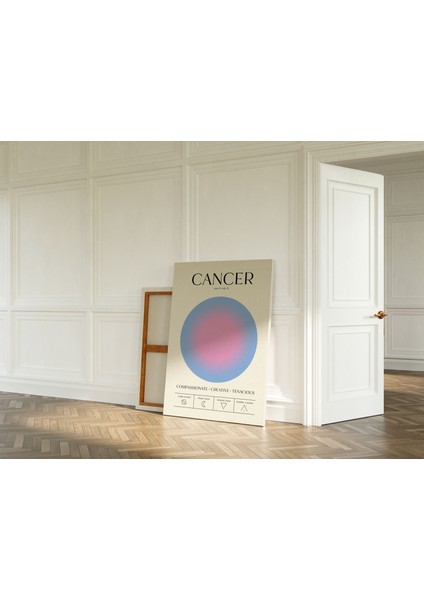 Yengeç Burcu Astroloji Minimalist Kanvas Tablo - Salon Oturma Odası Mutfak Ofis Için Duvar Dekoru