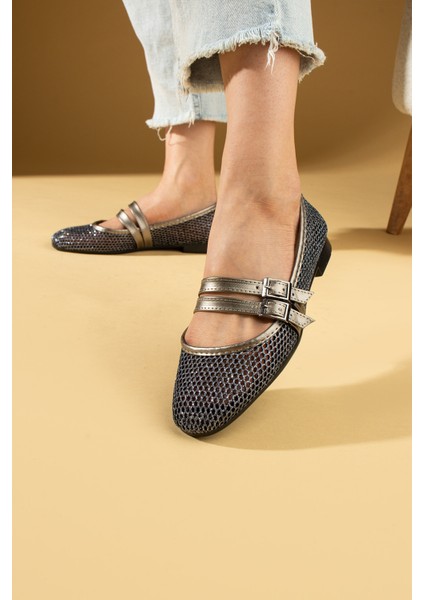 Filerli Hafif Çift Tokalı Kadın Babet 69-010-24SIM