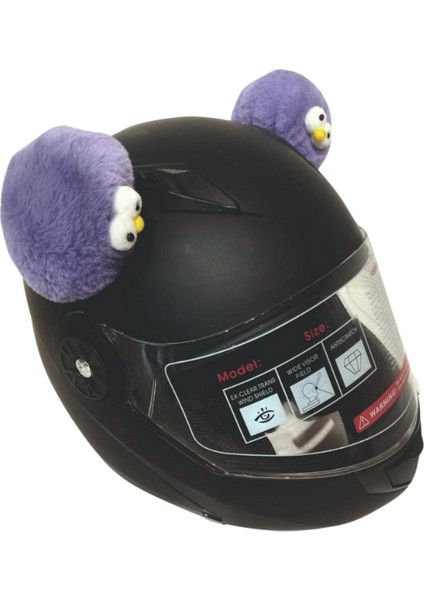 Peluş Kask Kulağı (Jk-P5) Ponpon Mor