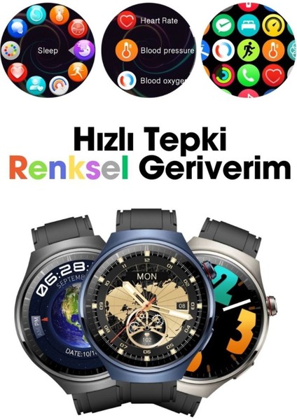 Gri Wearfit Hk8 Hero Akıllı Kol Saati Yuvarlak Model 1.52INÇ 37MM Amoled Ekran (Gri) 500-600 Mah 1