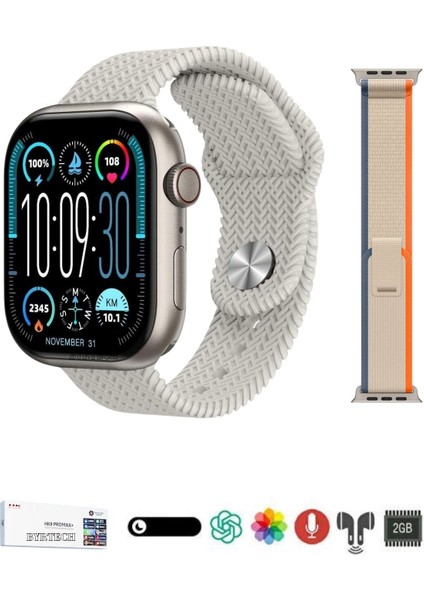 Tekno Trust Çok Renkli Hk9 Pro Max Plus Gen4 46MM Amoled Ekran Galeri/ses Kayıt/2gb Depolama Özellikli Watch 10