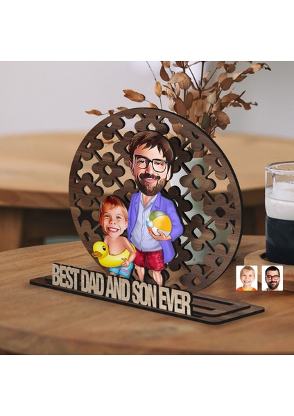 Kişiye Özel 3 Katmanlı Baba-Oğul Karikatürlü Ahşap Biblo-9, Babaya Hediye, Babalar Günü Hediyeleri modelleri